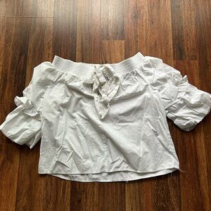 ZARA Off Shoulder White Puff Sleeve Blouse